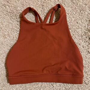 lululemon Energy High-Neck Longline Bra Medium Support, B-D Cups (rust color)